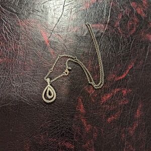 Silver sparkly teardrop pendant